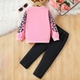 thumbnail image 6 of newwalpole Girls 2 Piece Heart-Print Leopard-Print Outfits Long Sleeve Pullover and Leggings Clothing Set Outfits for Girls Pink for Size 4-5 Years, 6 of 7
