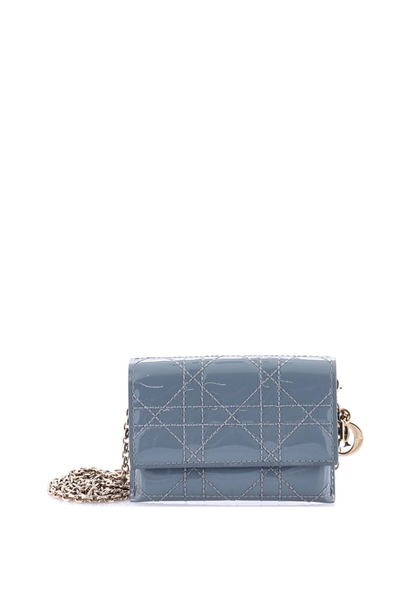 Pre-Owned Lady Dior Nano Belt Pouch Cannage Quilt Patent By Rebag