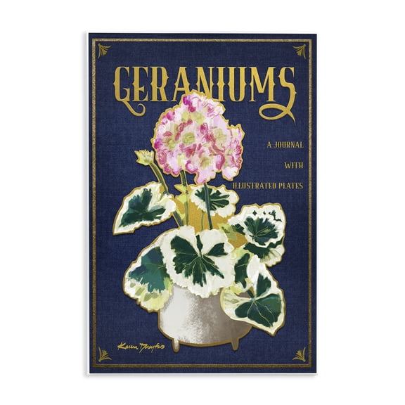 Stupell Industries Cottage Geraniums Blue Gold Flower Wall Plaque Art, 13 x 19, by Karen Dreyfus