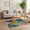 thumbnail image 3 of ODIKA 4'x6' Teal Coral Tropical Bliss Decorative Washable Area Rug Vibrant Botanical Patterns with Sunflower Motifs Pet Friendly, Non-Shedding for Bedroom, Reading Nook, 3 of 7