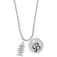 thumbnail image 1 of Delight Jewelry Silvertone Fish Bones Silvertone Script Initial Disc - B - Charm Necklace, 20"+3", 1 of 4