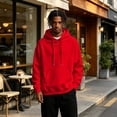 thumbnail image 5 of Mens Hooded Fashion Long Sleeve Hoodies Casual Drawstring with Pockets Pullover Sweatshirt for Men Red M, 5 of 7