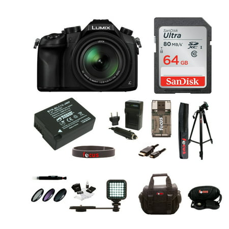 Panasonic LUMIX DMC-FZ1000 Digital Camera w/ 59 Photo & Video Tripod & 64 GB SD Card