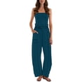 thumbnail image 5 of gakvbuo Summer Jumpsuits Womens Casual Strapless Overalls Playsuit Suspender Trousers Off The Shoulder Rompers Sleeveless Outfits With Pockets, 5 of 9