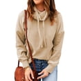 thumbnail image 4 of QAFOPEH Women High Neck Long Sleeve Drawstring Hoodie, 4 of 6