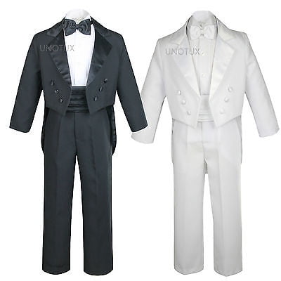 Infant Toddler Boys Wedding Easter Formal Bow tie Tuxedo Suit White size: S - 20