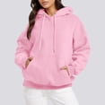 thumbnail image 5 of Dyfzdhu Hoodies for Women Casual Solid Color Long Sleeve Hooded Oversized Sweatshirt Pullover Pink, 5 of 9