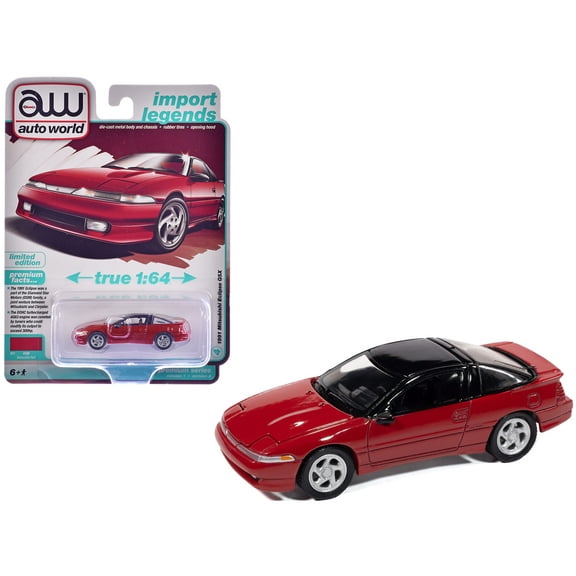 1991 Mitsubishi Eclipse GSX Maranello Red with Black Top "Import Legends" Series 1/64 Diecast Model Car by Auto World