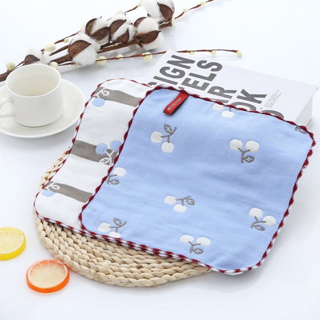 Toalla pequeña cuadrada de algodón de seis capas, toalla de jardín de infantes, gasa, toalla de saliva, pañuelo, toalla cuadrada pequeña de algodón