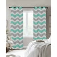 thumbnail image 3 of Fsddascl Turquoise Grey White Blackout Curtains for Bedroom/Living Room, Thermal Insulated Kitchen Curtains, Abstract Geometric Ocean Wave Stripe Grommet Darkening Window Treatment Drapes 52"x72"x2, 3 of 8