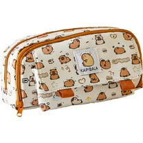 Hzzsbu Capybara Kawaii Large Capacity Pencil Case, Multi-pocket Pen Holder & Stationery Organizer for Office and Use