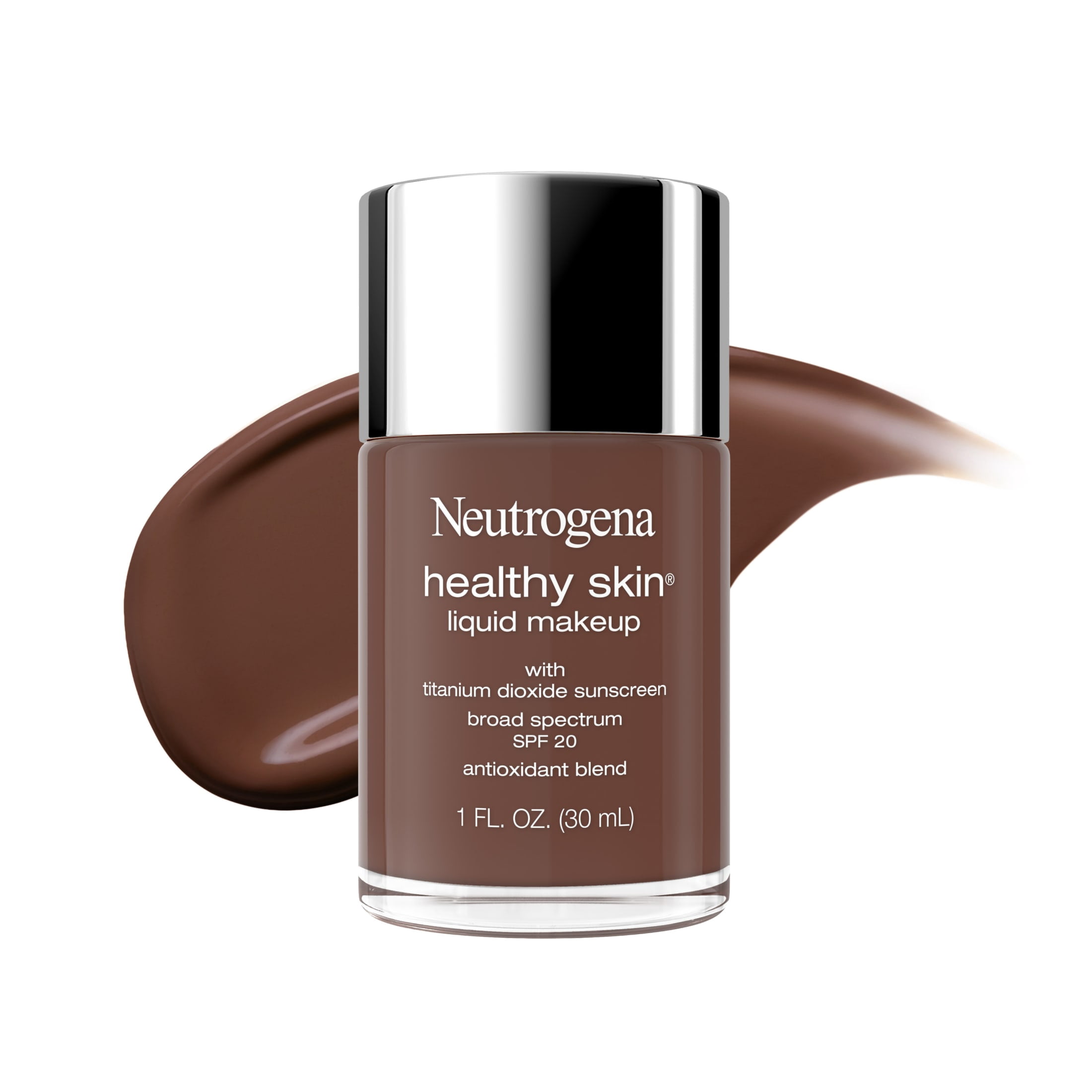 Neutrogena Healthy Skin Liquid Foundation Makeup, Walnut 550C, SPF 20 Sunscreen, 1 fl. oz