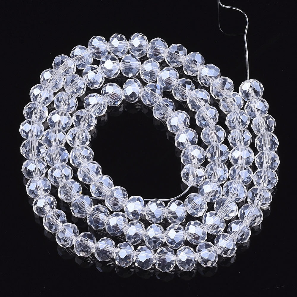20strands Electroplate Glass Beads Strands Pearl Luster Faceted Rondelle Clear 8x6mm Hole: 1mm about 64~65pcs/strand 40~41cm