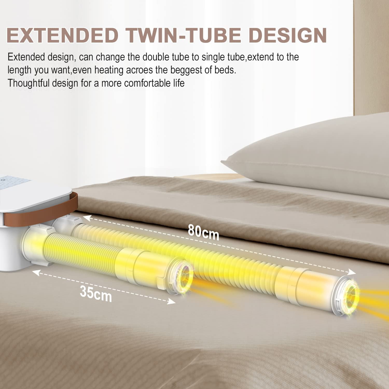 SURJDE Portable Blanket Warmer Double Nozzle Bed Warmer for Warming Bed Blanket Warmer with Shoe Dryer Attachment LCD Touch Double Mode Design