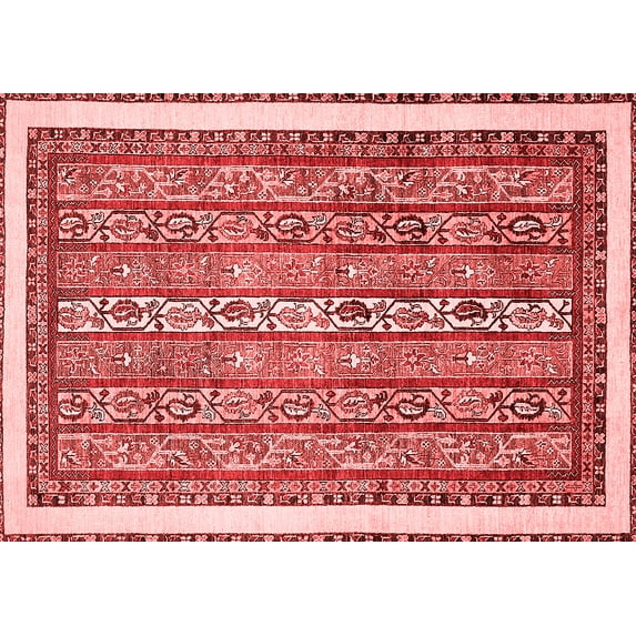 Ahgly Company Indoor Rectangle Abstract Red Modern Area Rugs, 7' x 10'