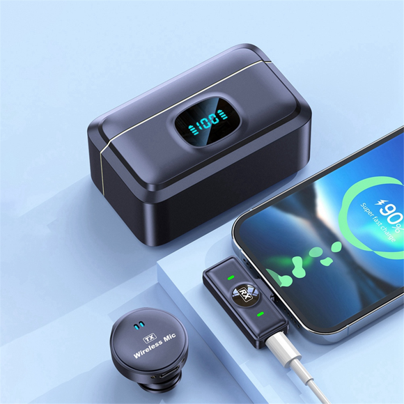 Wireless Lavalier Microphone with Magnetic Design and Noise Reduction for IOS and Android Audio Video Recording