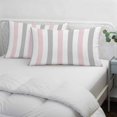 thumbnail image 4 of Pink Grey Striped Queen Size Pillow Cover,Pillowcase Protectors with Zipper,Breathable Decorative Throw Pillow Case Cover,Geometric Vertical Stripes Minimalist Pillow Shams for Couch Sofa 20x30Inch, 4 of 8