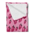 thumbnail image 2 of Fruit Soft Flannel Fleece Throw Blanket, Pop Art Style Strawberry Pattern Vibrant Toned Retro Fresh Fashion Graphic, Cozy Plush for Indoor and Outdoor Use, 70" x 90", Pale Pink Magenta, by Ambesonne, 2 of 5