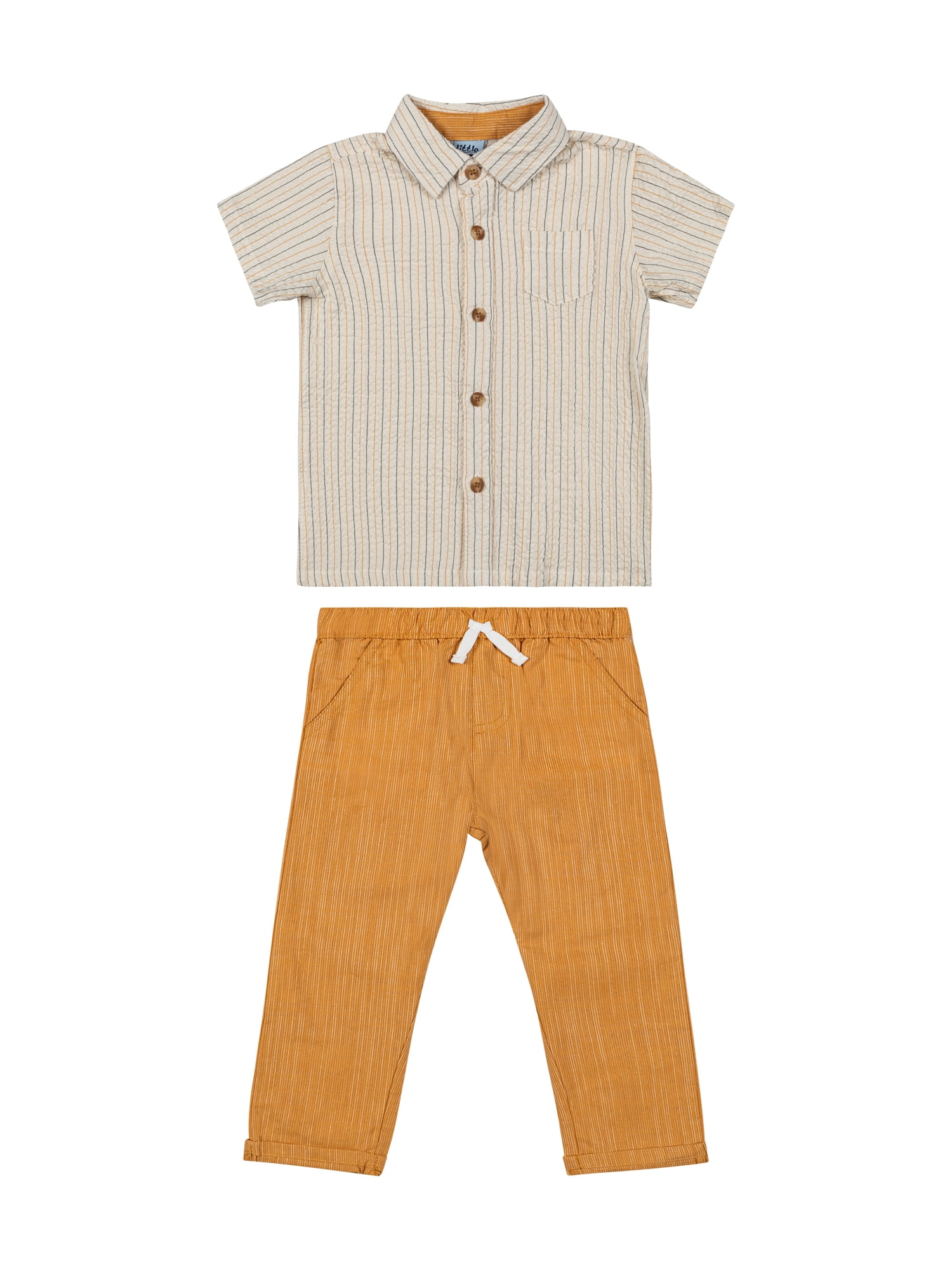 Little Lad Toddler Boys' Short Sleeve Shirt and Pant, 2-Piece Set, Sizes 2T-5T