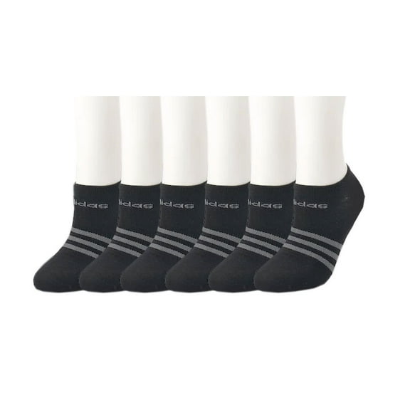 Adidas Women's Superlite No Show Socks (Pack of 6) (Women's Sock size 5-10, Solid Black)