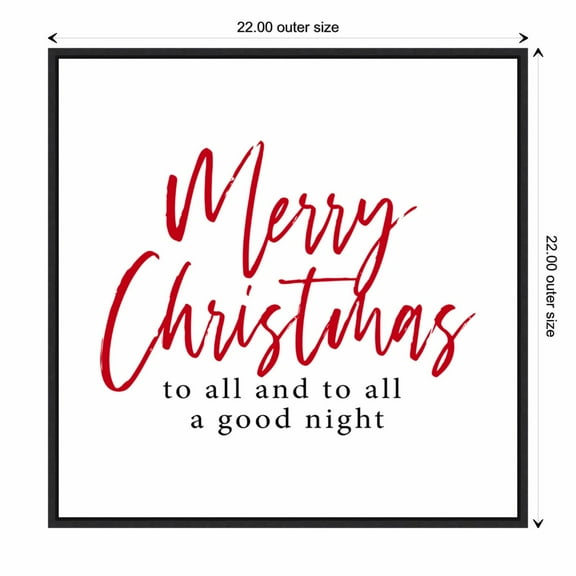 Amanti Art Merry Christmas to All Script Framed Canvas Wall Art Print - Black
