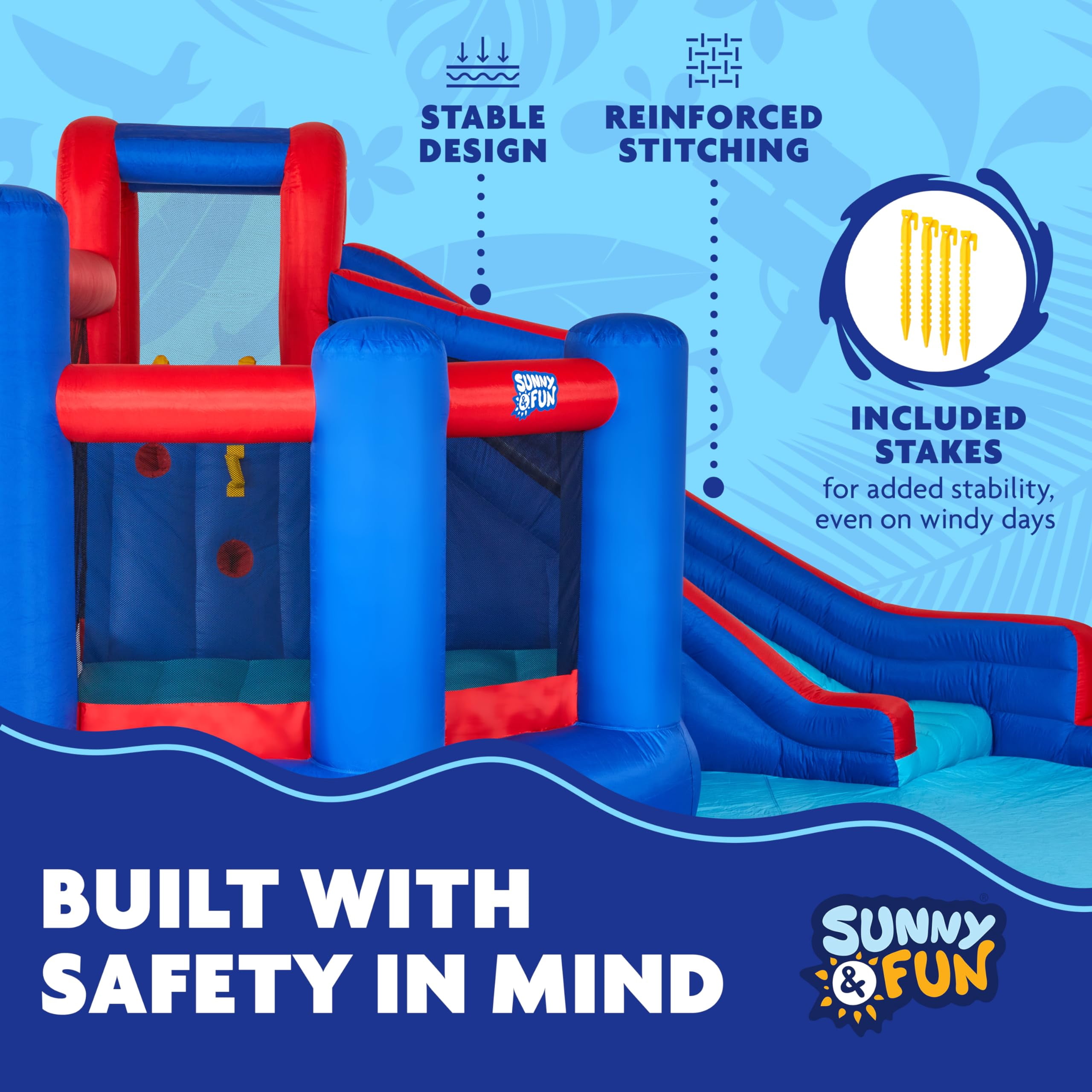 Sunny & Fun Fun Inflatable Water Slide Park with Bounce House & Splash Features