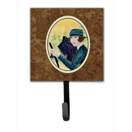 

4.25 x 6 in. Lady Driving with Her Briard Leash Or Key Hook