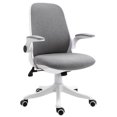 thumbnail image 1 of 360° Swivel Office Chair Task Chair, Breathable Fabric Computer Chair with Flip-up Arms and Adjustable Height, Grey, 1 of 7