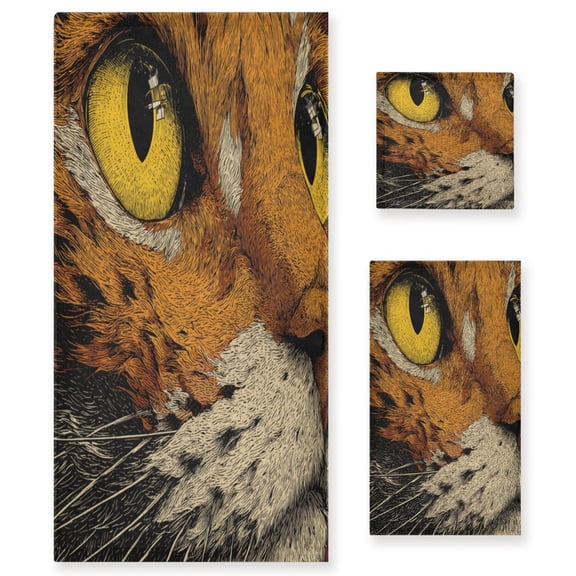 Three-Piece Towel Set Face Towel Towel Set Hand Towel Bath Towel Cotton Bath Towels Bath Towel Sets Hand Bath Towels A Cat