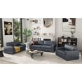 thumbnail image 2 of Roundhill Furniture Sakan Leather Upholstered 3-Piece Living Room Set, Sofa Loveseat and Cutler Chair, Blue, 2 of 14
