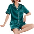 thumbnail image 4 of Aofany Womens Silky Satin Pajama Set Short Sleeve Shirt with Shorts 2 Piece Pjs Sets Soft Silk Sleepwear Nightwear Button-Down Loungewear, 4 of 4