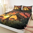 thumbnail image 3 of Homewish 3D Giraffe Family Queen Sheet Sets for Teens, Kawaii Wildlife Animal Flat Sheet, Romantic Sunset Queen Fitted Sheet, Ultra Soft Bedroom Decor, 4 Pieces, 3 of 7