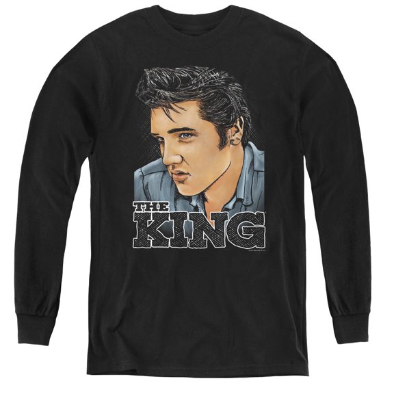 Elvis Presley Graphic King Youth Long Sleeve T-Shirt Black