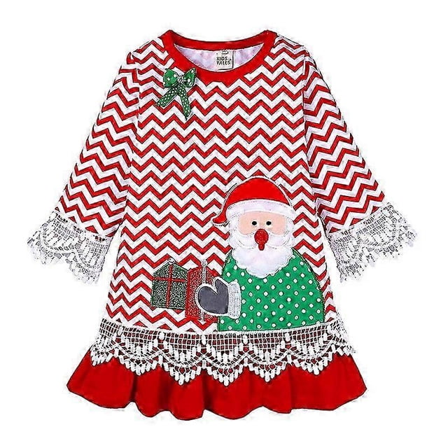 2026 Christmas Kids Girls Dress for Baby Children Santa Claus Girl Lace Clothes Festival Red Costume Xmas Autumn Props 9M-6 Years