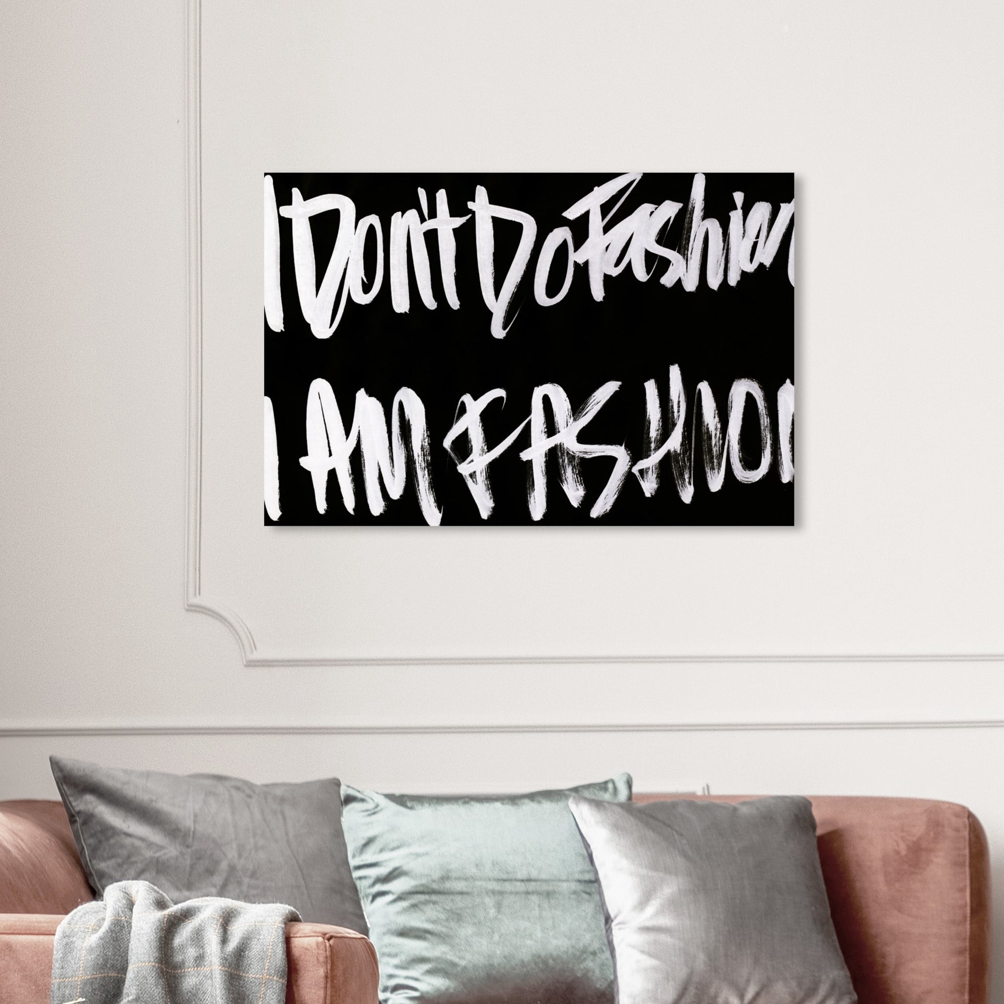 Runway Avenue Typography and Quotes Wall Art Canvas Print 'Fashion is Everything' Fashion Quotes and Sayings - Black, White