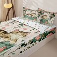thumbnail image 2 of Manfei Cute Bath Cat Zipper Queen Comforter Set with Fitted Sheet and 2 Pillowcases, Retro Cherry Blossom Zipper Bedding Set, Green Pink, Polkadot Reversible, 4-Piece, 2 of 7