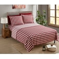 thumbnail image 2 of Clara Clark Printed Queen Sheet Set - Shrinkage and Fade Resistant- 6 Piece Soft Deep Pocket Bed Sheets - 1 Fitted Sheet, 1 Flat Sheet, 2 Pillowcases and 2 Pillow Shams - Queen, Checker Red, 2 of 4