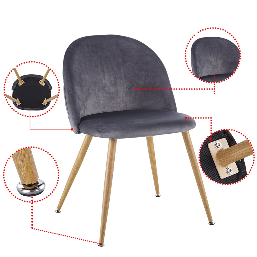 Lowestbest 2 Set Modern Dining Chairs, Velvet Chairs with Metal Legs and Padded Seat&Back, Side Chairs for Makeup/Bedroom/Kitchen/Living Room, Grey Lowestbest 2 Set Modern Dining Chairs, Velvet Chairs with Metal Legs and Padded Seat&Back, Side Chairs for Makeup/Bedroom/Kitchen/Living Room, Grey