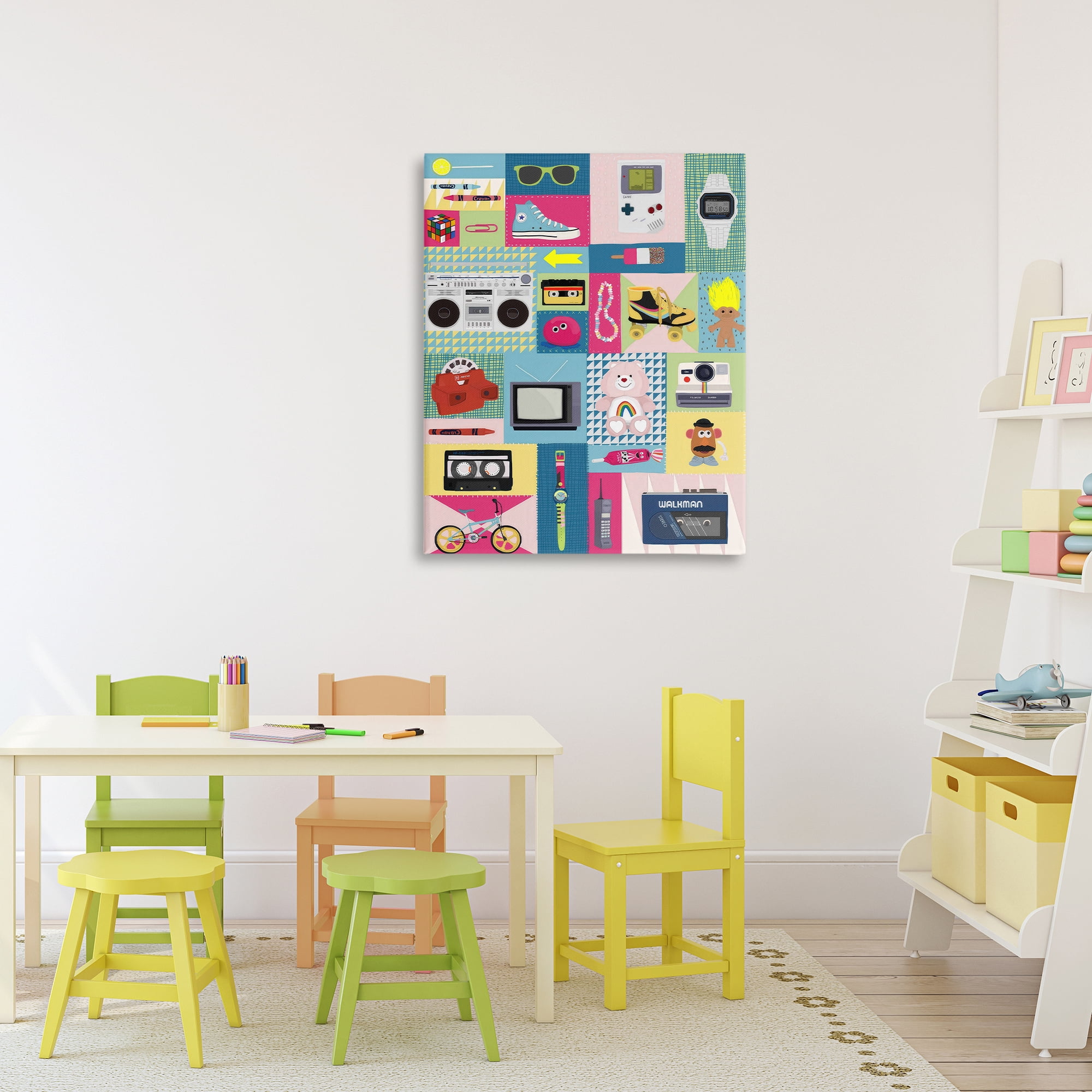 Stupell Industries Retro 80's Patchwork Collection Canvas Wall Art, design by Hanna Melin