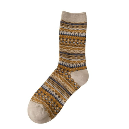 

kpoplk Socks For Women Christmas Women Fashion Vintage Multicolor Curve Pattern Ethnic Socks(White)