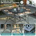 thumbnail image 7 of MEETWARM 10-Piece Outdoor High Patio Dining Set, Free-Rust Cast Aluminum Patio Bar Table and Chairs Set, Includes 8 Swivel Bar Stools & 64" Bar Height Dining Table W/ 35.4" Lazy Susan, Umbrella Hole, 7 of 7
