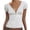 Z-White584, variant on JIAYUE Women's T-Shirts Breathable Lace Button Lace Pleats Slim Fit Deep V Neck Short Sleeve Solid Color Classic Female Tops