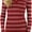 Dark Rust, variant on ToBeInStyle Women's Striped Classic Long Sleeve V-Neck Pullover Sweater - Mocha - Small