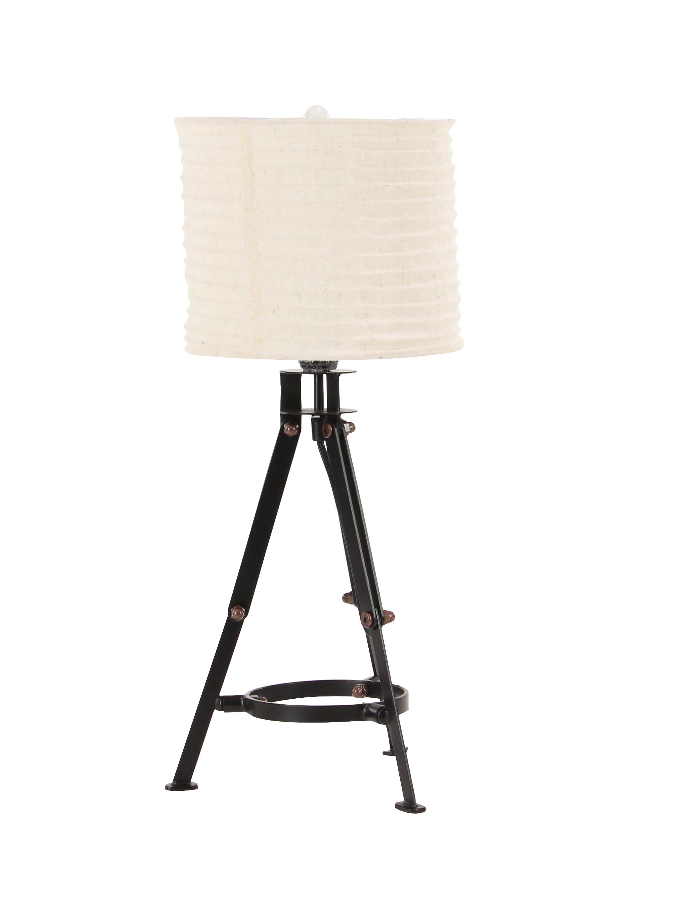 Decmode 24 Inch Industrial Iron Tripod Table Lamp, Black