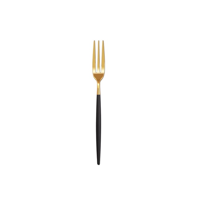 Inteprter Tenedor de fruta, pastel de aperitivos, superficie de espejo de caramelo, vajilla, utensilios de cocina, palillos de sólidos, cubiertos, Mostrada Oro negro Inteprter HA079213-04