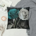 thumbnail image 2 of Creowell  Teal Gray Rose Print Throw Pillow Covers Decorative Pillow Cover Square Cushion Cases Soft Cushion Cover Throw Sofa Pillow Case for Home Decor Living Room Bed Couch Car, 2 of 5