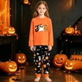thumbnail image 2 of CONZONE Halloween Pajamas for Girls Pumpkin Ghost Pjs Set Hallowmas Jammies Long Sleeve Tops Pants 2 Piece Sleepwear Loungewear for Kids, 2 of 4