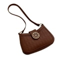 thumbnail image 2 of Women Underarm Handbag Waterproof Rhomboid Pattern Magnetism Snap Closure PU Shoulder Small Purse Dark Brown Free Size, 2 of 8