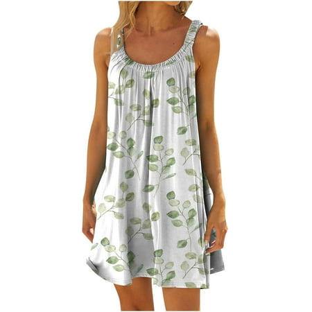 

Women s 2023 Sleeveless Loose Plain Dresses Casual Short Dress