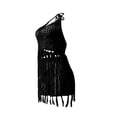 thumbnail image 3 of Franhais Women Swimsuit Cover-ups,Knitted Solid Color Sheer Tassels with High Waist Shorts Beachwear, 3 of 5